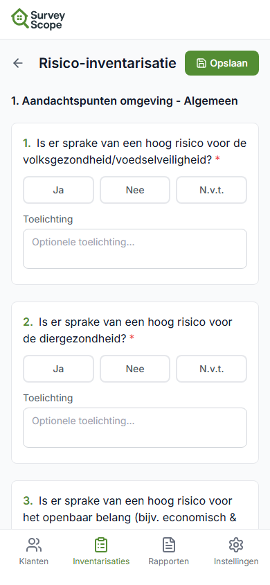 Inventarisatie invullen