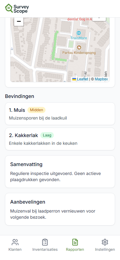Bevindingen op kaart
